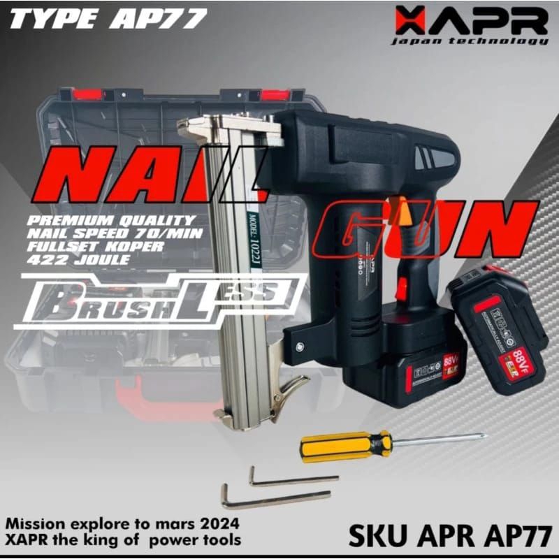 

Apr Japan Mesin Tembak Paku Nail Gun baterai Cordless garansi resmi AP77