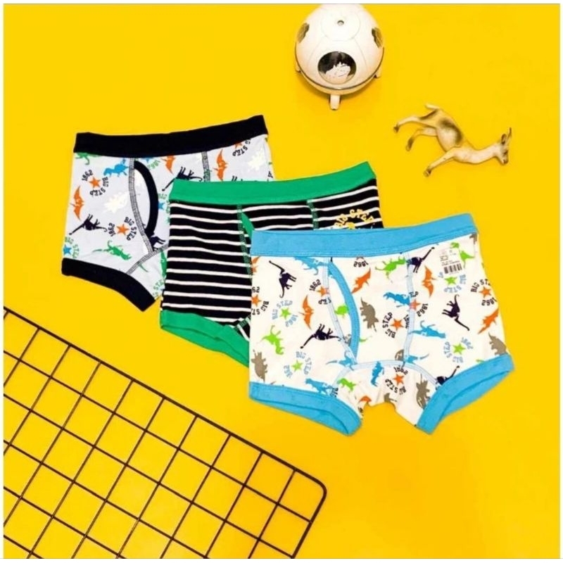 Bundling 3pcs Celana Dalam Boxer Anak Laki-laki 2 3 4 5 6 7 Tahun