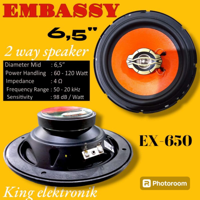 SPEAKER MOBIL EMBASSY 6,5INCH EMBASSY EX650