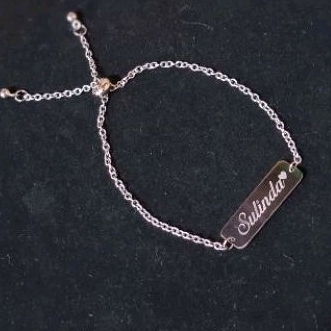 gelang nama plat custom nama grafir anti karat