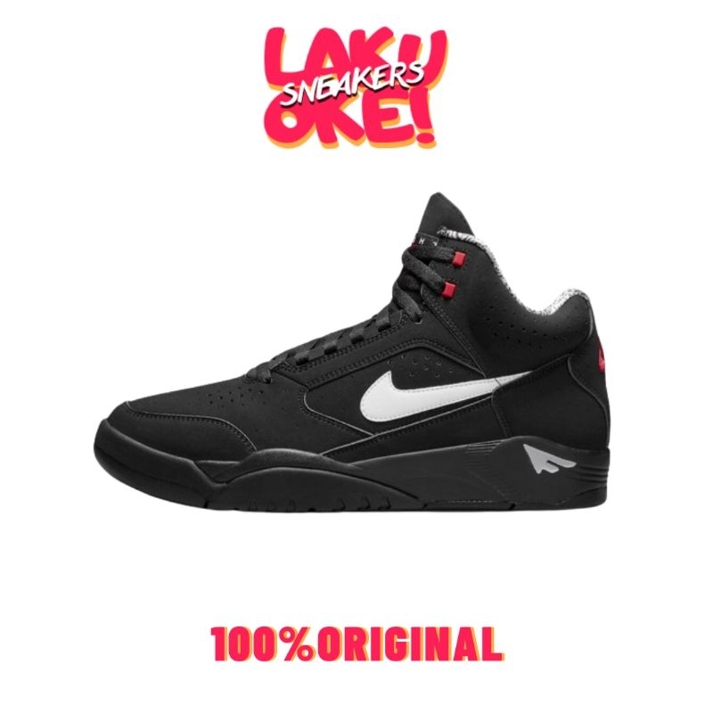 SEPATU NIKE AIR FLIGHT LITE MID BLACK WHITE VARSITY RED ORIGINAL