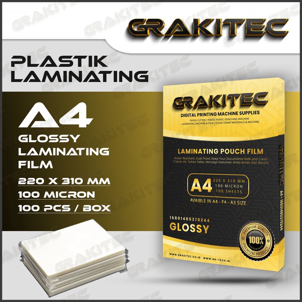 

KODE J98Z Plastik Laminating FIlm A4 Glossy 1 MICRON 1 PCS Grakitec