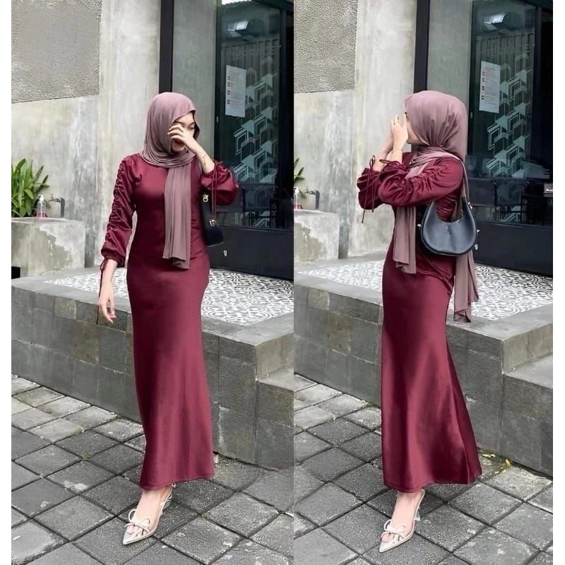 Bridesmaids dress Darla silk satin /Dres Kondangan modern /Gamis Lebaran