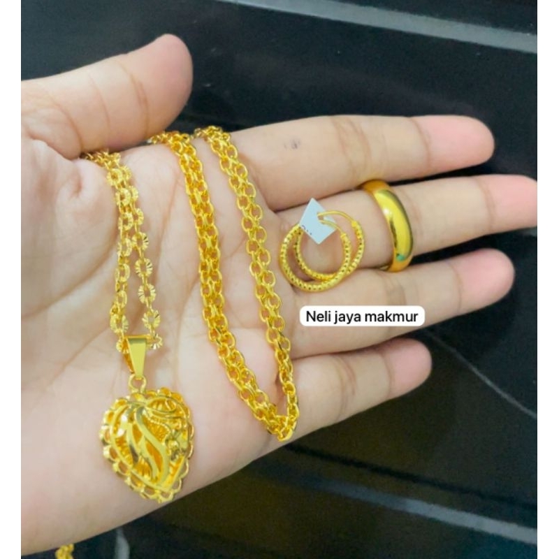 SATU SET PERHIASAN DEWASA LAPISAN EMAS MURNI56