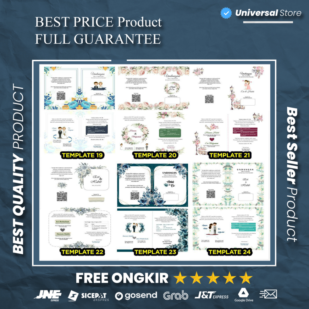 Template Undangan Pernikahan Wedding Invitation format WORD Kekinian Aesthetic Rustic