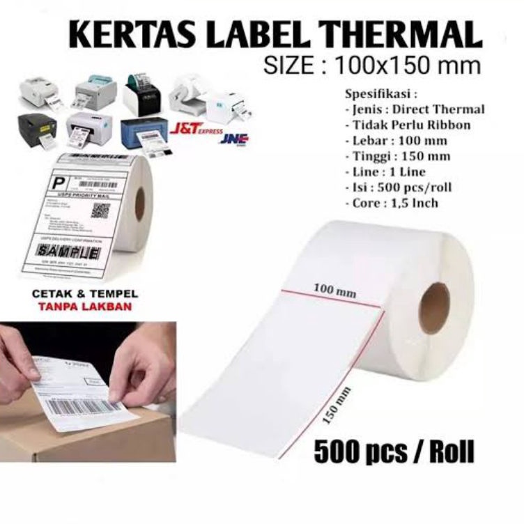 

KODE O8Q9 label kertas resi stiker thermal 1x15 5pcs roll murah