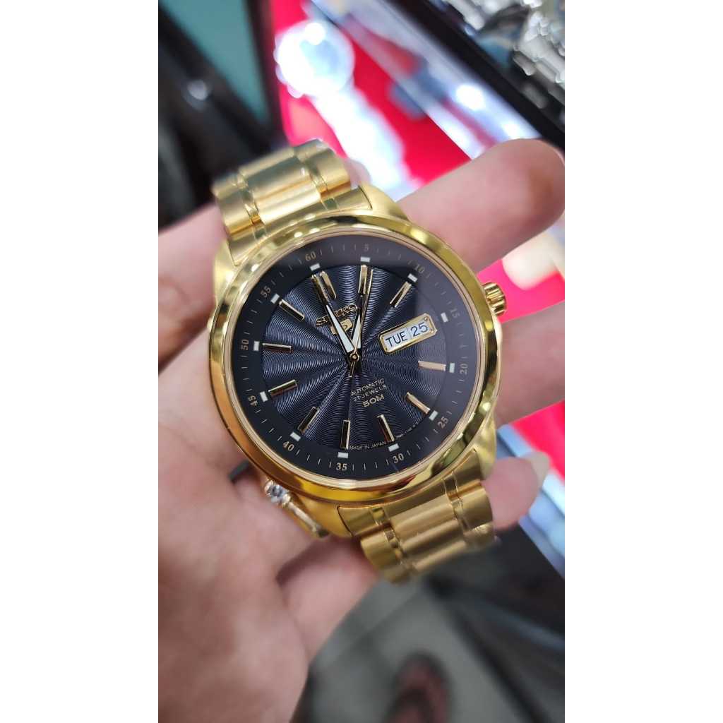 Jam Tangan Pria Seiko 5 21 Jewels Otomatis Stainless Steel Gold