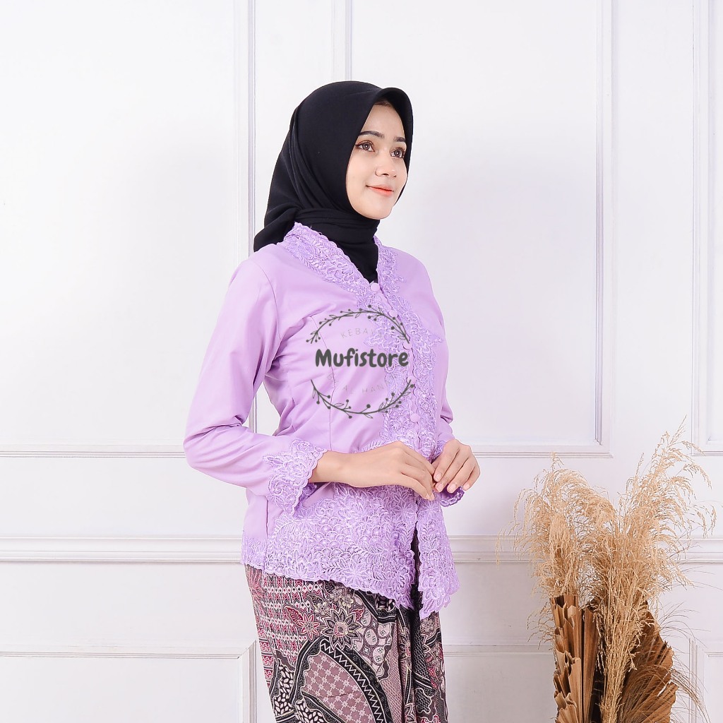 Kebaya modern encim dewasa lilac senada terlaris - Kebaya bordir - Kebaya katun wisuda