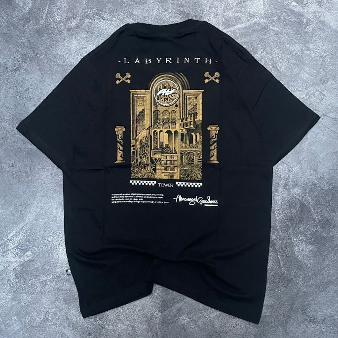 T-SHIRT BLACK TOWER LABYRINTH / KAOS STREETWEAR / BAJU DISTRO PRIA / KAOS HITAM COWOK FULL TAG / BAJ