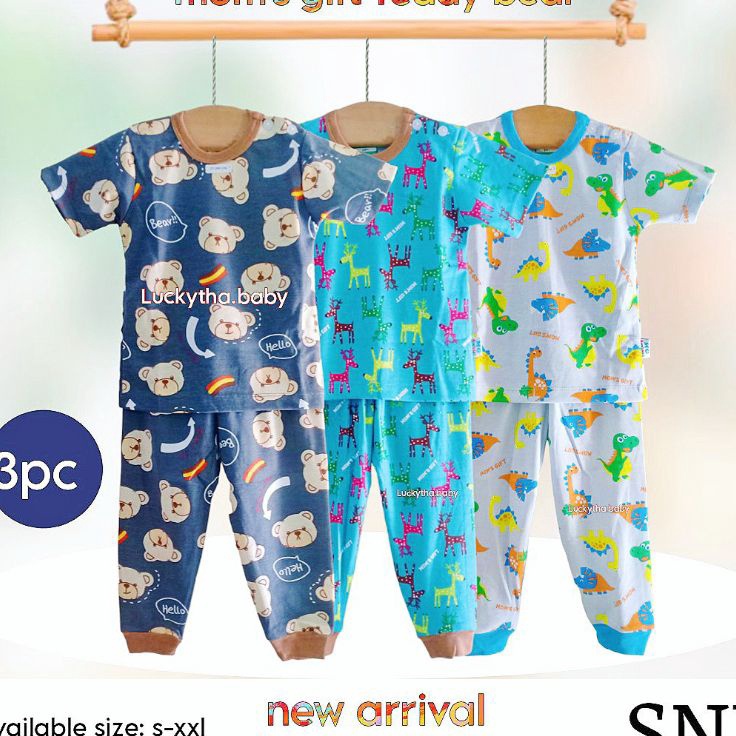 Super Model  3pc setelan moms gift CPR motif turtleTeddy bearlion pinguinuburuburshark moms gift ter