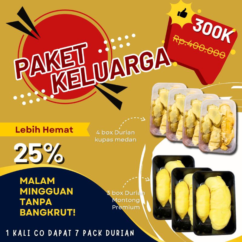 

Durian kupas Montong&Medan Hanya butuh 1 kali CO Anda Dapat 7 Pack Durian