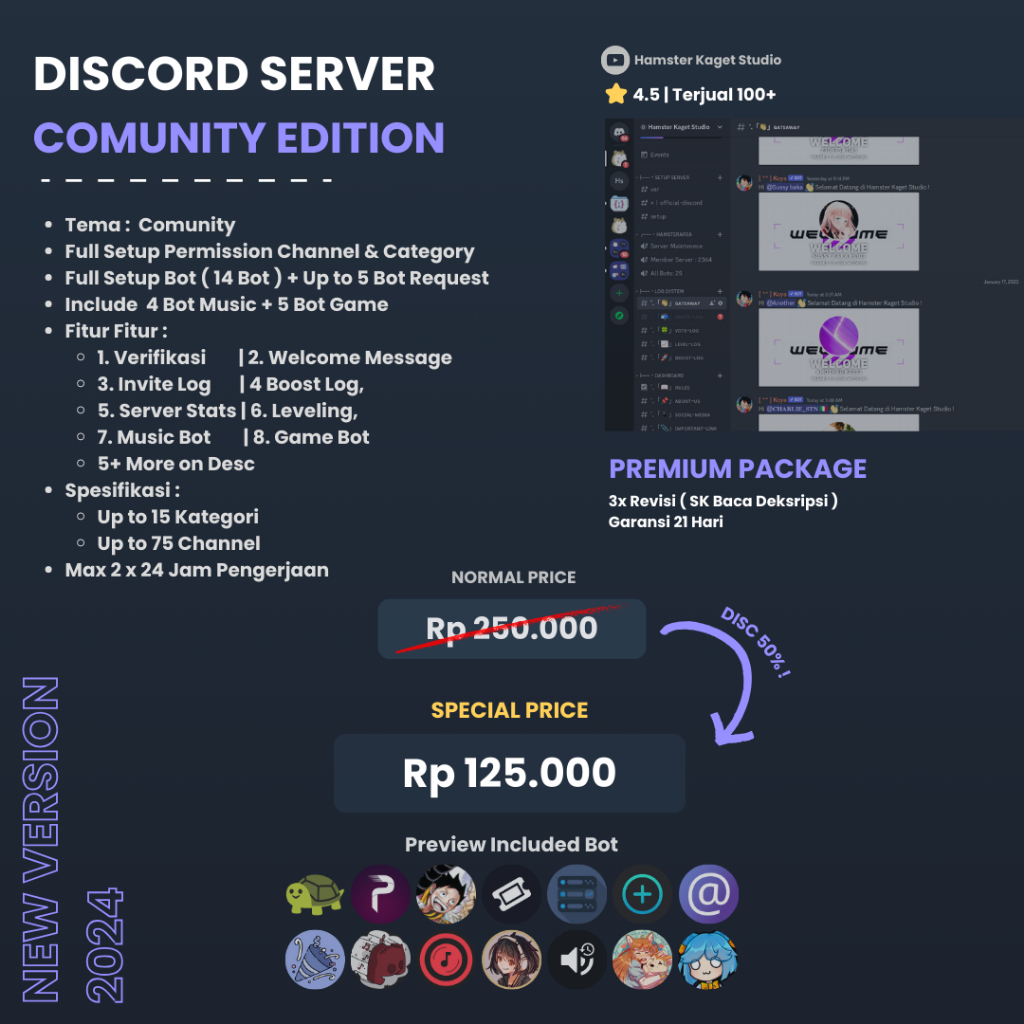 RB22 DISCORD SERVER COMUNITY EDITION FULL SETUP BOT SERVER DISCORD FULL SETUP - HK Studio