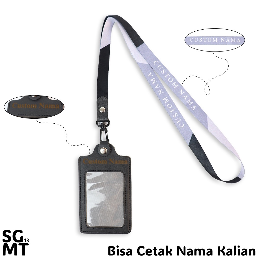 

KODE R4L Id Card Custom Lanyard kulit Bisa satuan dan custom nama Id Card Holder Leather HITAM