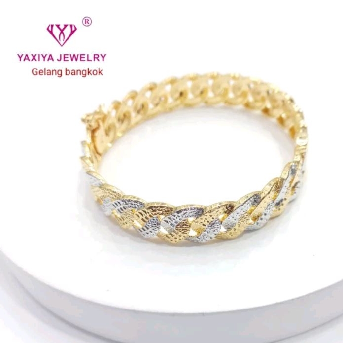 gelang bangkok variasi emas putih