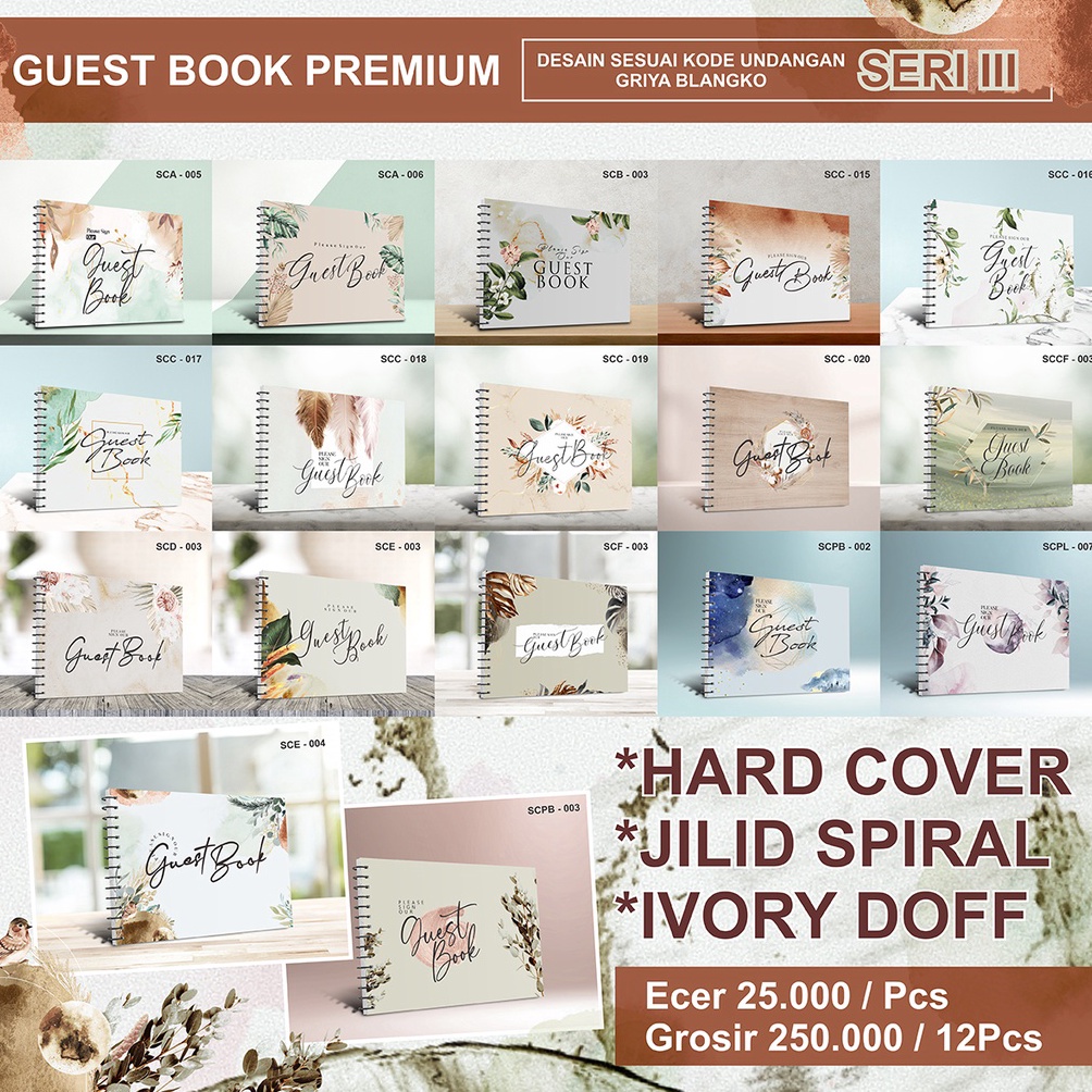 

KODE E26J BUKUTAMU HARDCOVER isi 4 Undangan JILID SPIRAL GRIYABLANGKO SERI 3 Bukutamu Penikahan Guest Book Premium
