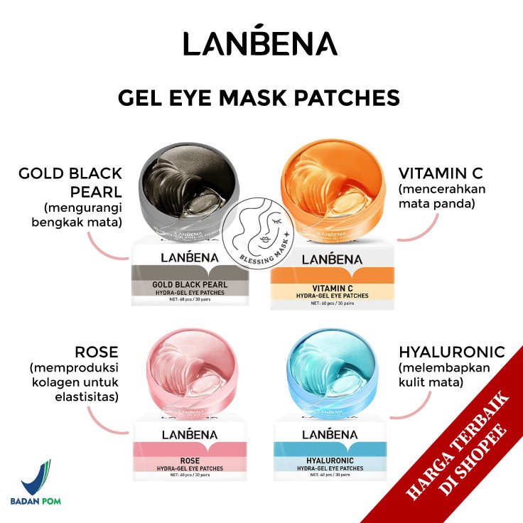 TERMURAH LANBENA Hyaluronic Acid Rose Vitamin C Hydragel Eye MaskPatches  6 pcs