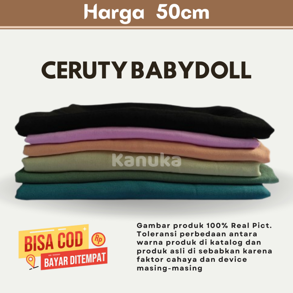 Kain Ceruty Baby Doll Harga 50cm Bahan Caruti Babydol Armani Import Untuk Gamis dan hijab