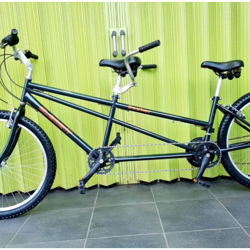 Sepeda Tandem Element Seeker 3x7 Speed Shimano 2 Orang Double Steel Frame Repaint Hijau Mulus
