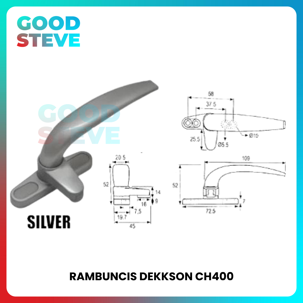 Rambuncis Dekkson Casement Handle Kunci Jendela CH 400 Dekson Silver