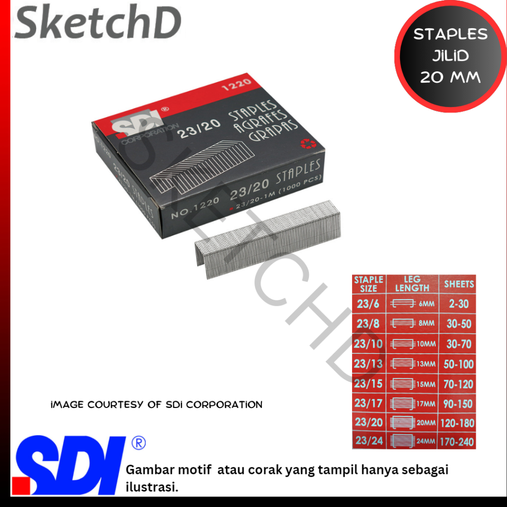 

Isi Hekter 23/20 - isi stapler SDI 1220 - Staples jilid