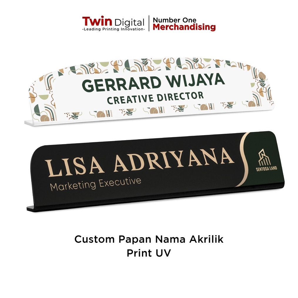 

Twindigital Custom Papan Nama Meja Eksklusif Akrilik Desk Name Plate Acrylic Print UV ART V6Y9