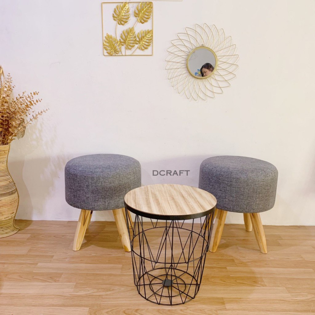 Stool Bulat Polos Set Sofa Dan Meja Topaz (Khusus Pengiriman JNT Kargo)