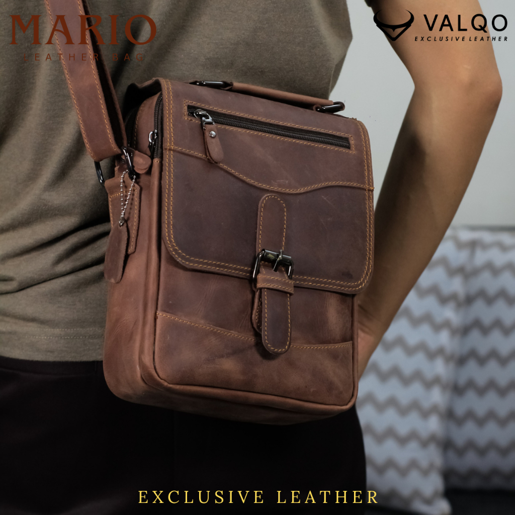 VALQO MARIO Tas Kulit Tas Pria Tas Selempang Kulit Sapi Slingbag Kulit Laki Cowok