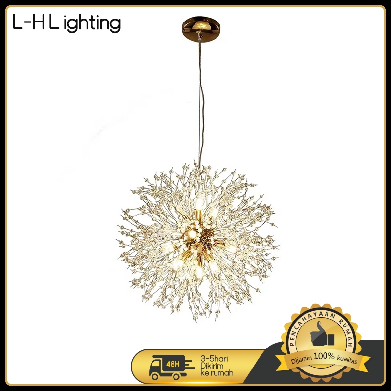 LH Lighting - Lampu Gantung Ruang Tamu Lampu Batang Kristal Lampu Dandelion Nordik Sederhana Modern 