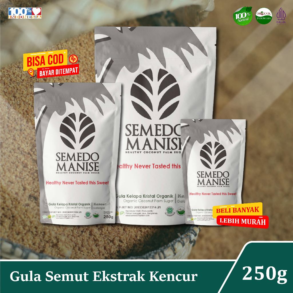 

SEMEDO MANISE - Gula Semut Kelapa Organik Ekstrak Kencur Premium Murni 100% Tanpa Campuran 250g