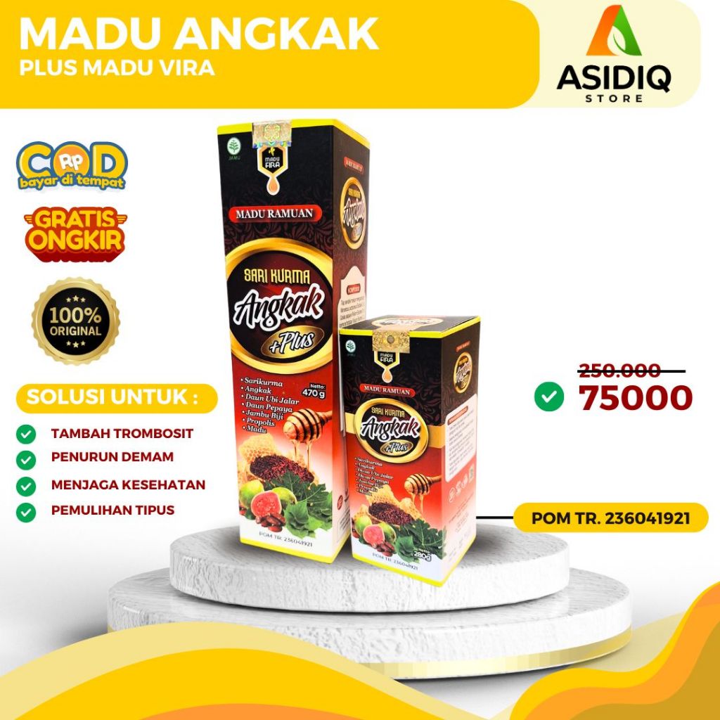 

Sari kurma Angkak Plus madu fira Jambu Biji Propolis Atasi DBD & Demam Panas 470gram Original