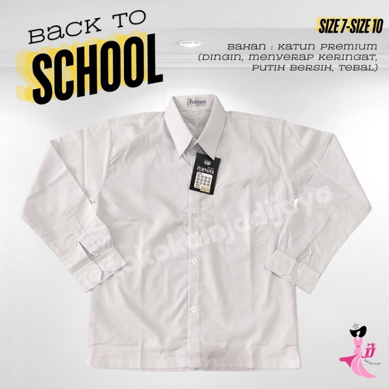 kemeja putih lengan panjang anak / seragam anak / kemeja seragam anak / seragam anak lengan panjang 