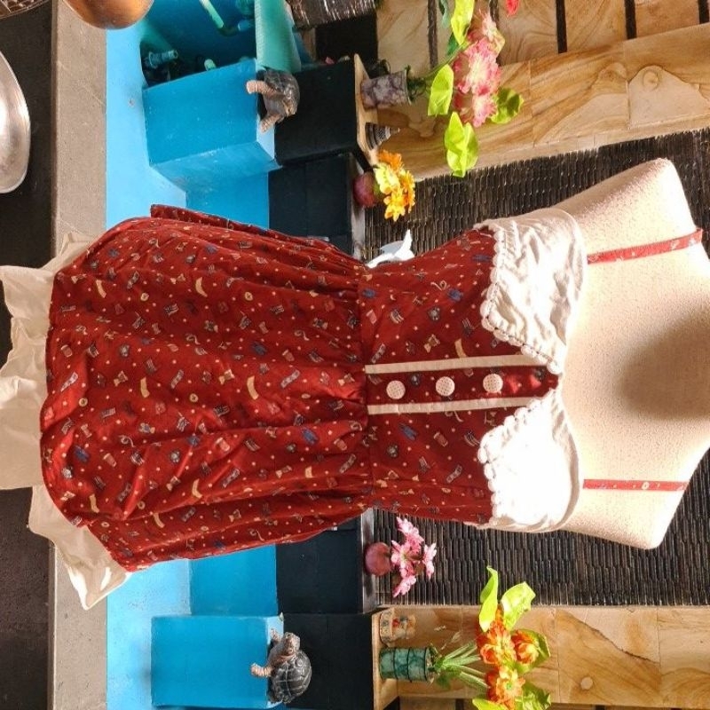 dress red rok mini lucu ala korea