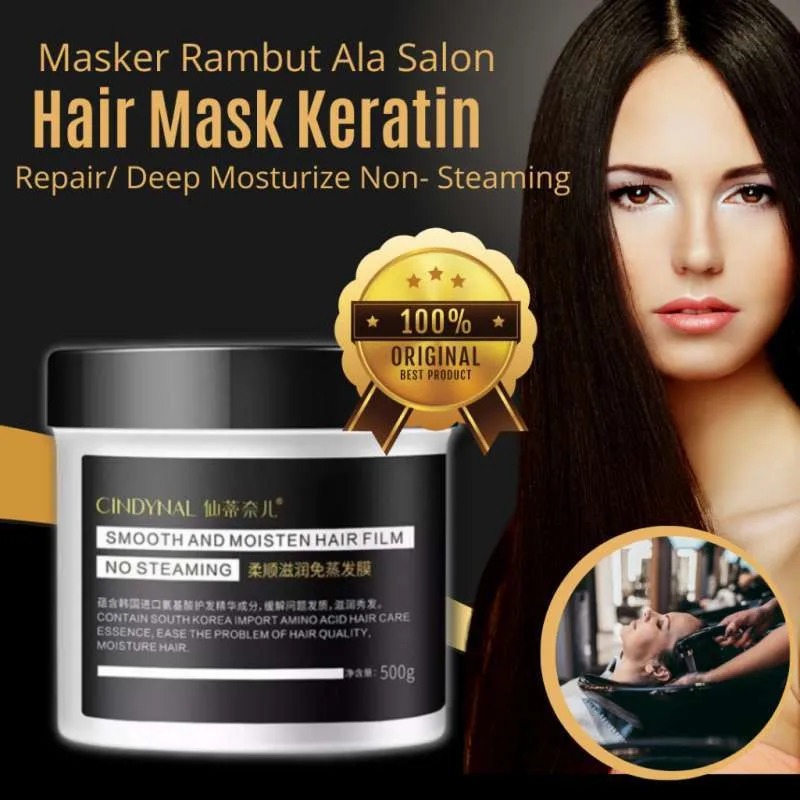 CINDYNAL SMOOTH AND MOISTEN HAIR Mask Pelurus Rambut Tanpa Catok Asli 500 Gram/ Cindynal Smooth and 