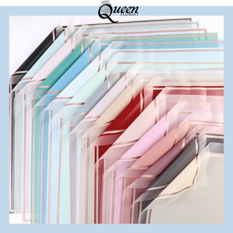 

20 LEMBAR Kertas bunga cellophane flower wrapping Paper Varian List Gold Frame Transparan Florist Kertas Kado 6013