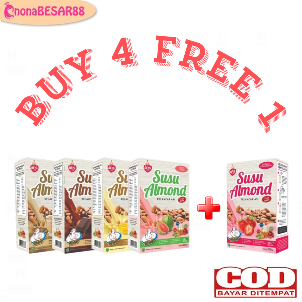 

BUY 4 GET 1 FREE Afis Susu Almond Pelancar Asi 200gr / Susu Almond Ibu Menyusui