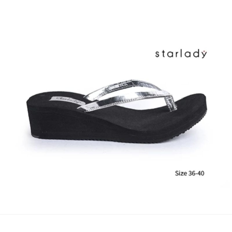 STARLADY Sandal Wanita Wedges Damara Pewter