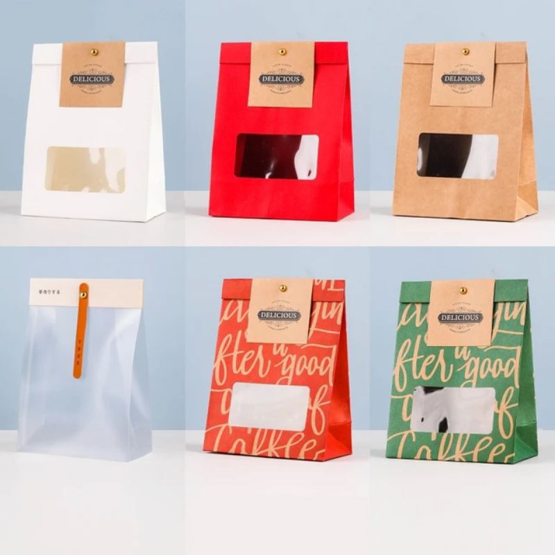

5set PAPER BAG COOKIES EXCLUSIVE MEWAH PACKAGING KRAFT PAPER BAG MOTIF
