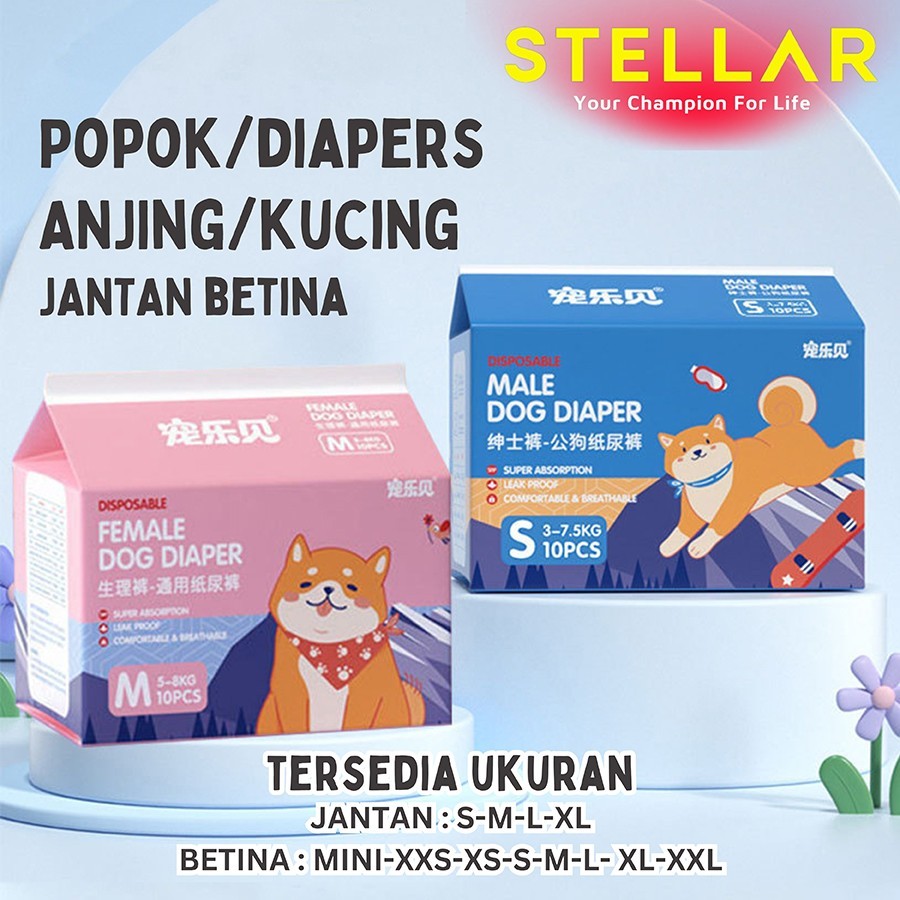 10pcs Popok Anjing Kucing Sekali Pakai Anti Marking Anti Bocor Nyerap Cepat | Disposable Pet Cat Dog