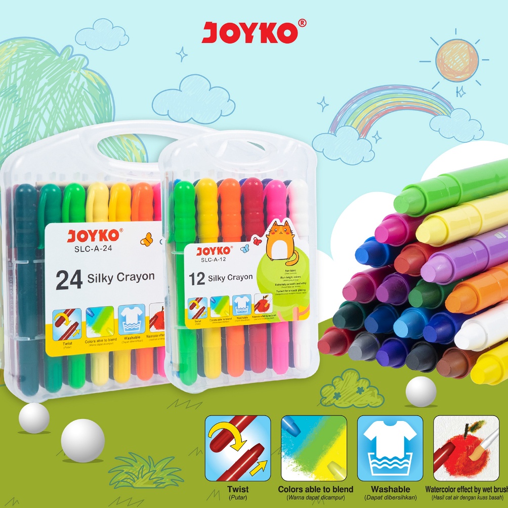 

KODE C62W Silky Crayon Krayon Halus Joyko SLCA Warna Colors
