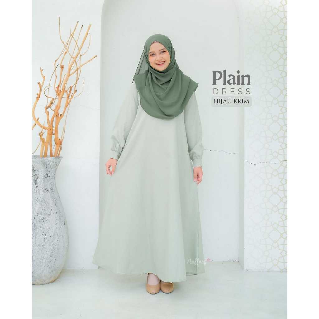 NUFFNAF PLAIN DRESS TOYOBO HIJAU KRIM AUTHENTIC