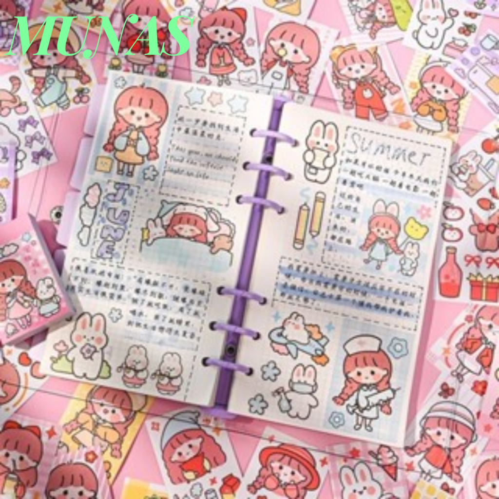 

MUNAS Lucu Buku Diary DIY Jurnal Planner Dekorasi Scrapbooking Alat Tulis Sekolah 24Lembar Stiker Buku Momo Mini 24 Lembar Sticker Note Book Washi Karakter