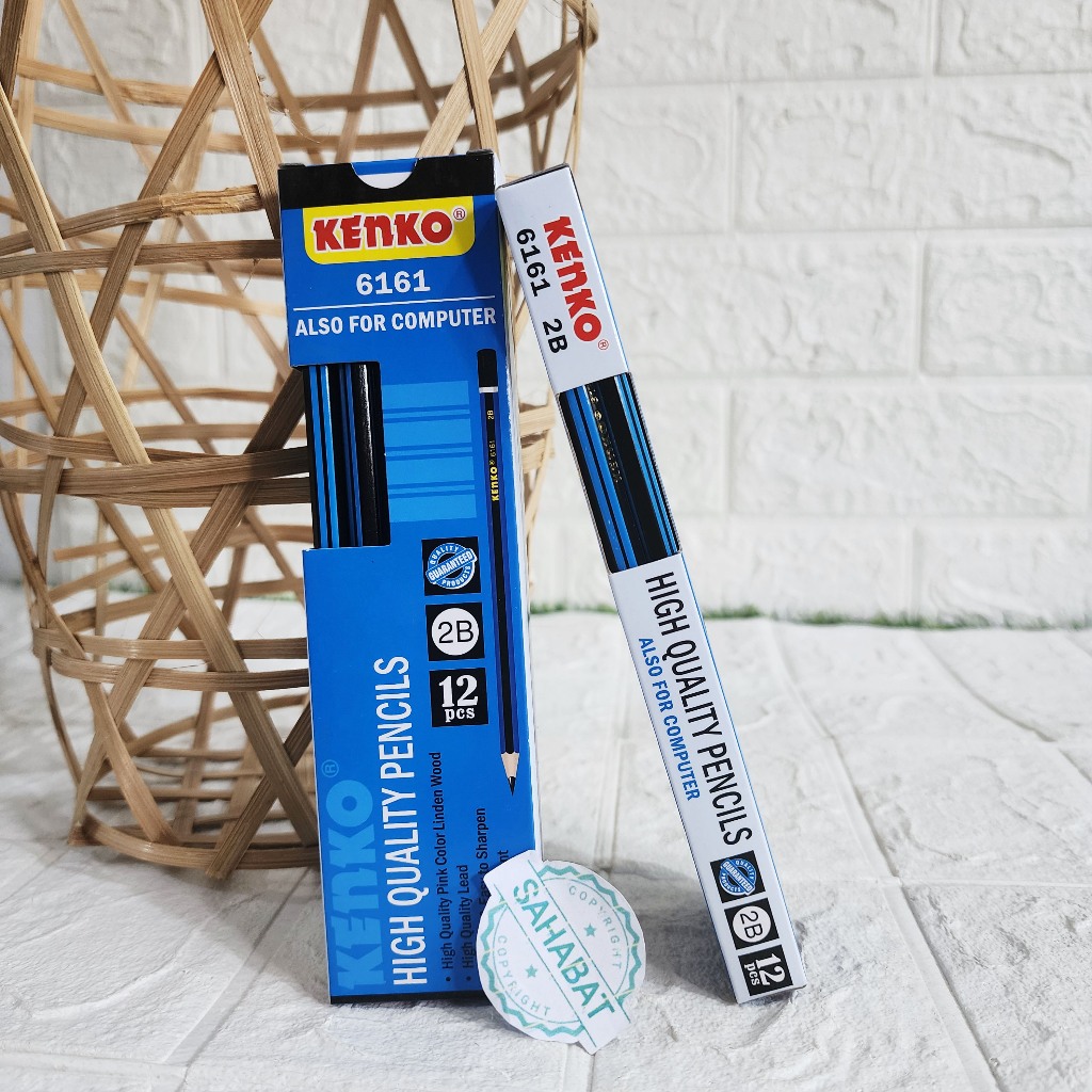 

PENSIL 2B KENKO 6161 (12PCS) PENSIL UNTUK KOMPUTER/ PENSIL BIRU STRIP HITAM/ PENSIL MURAH