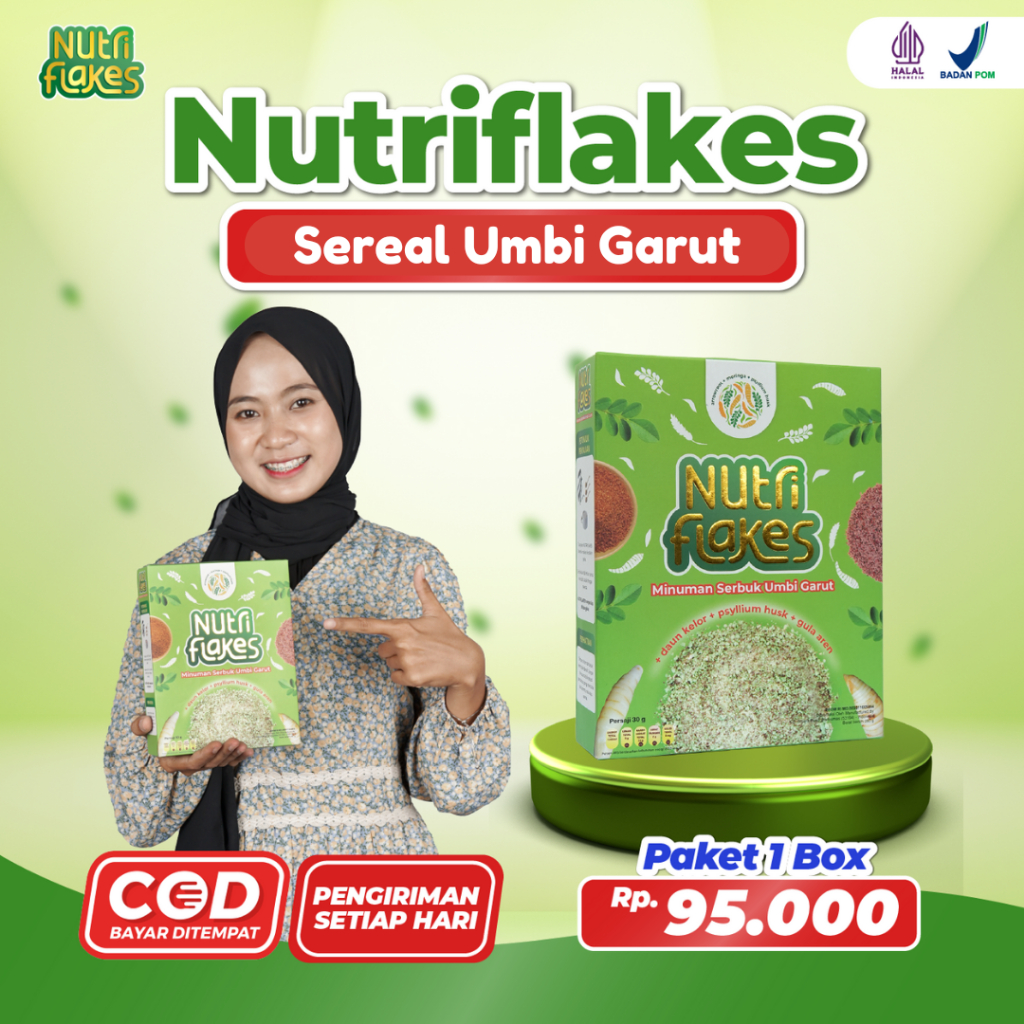 

Nutriflakes Sereal Umbi Garut Solusi Obati Masalah Asam Lambung, Maag, GERD dengan Cepat
