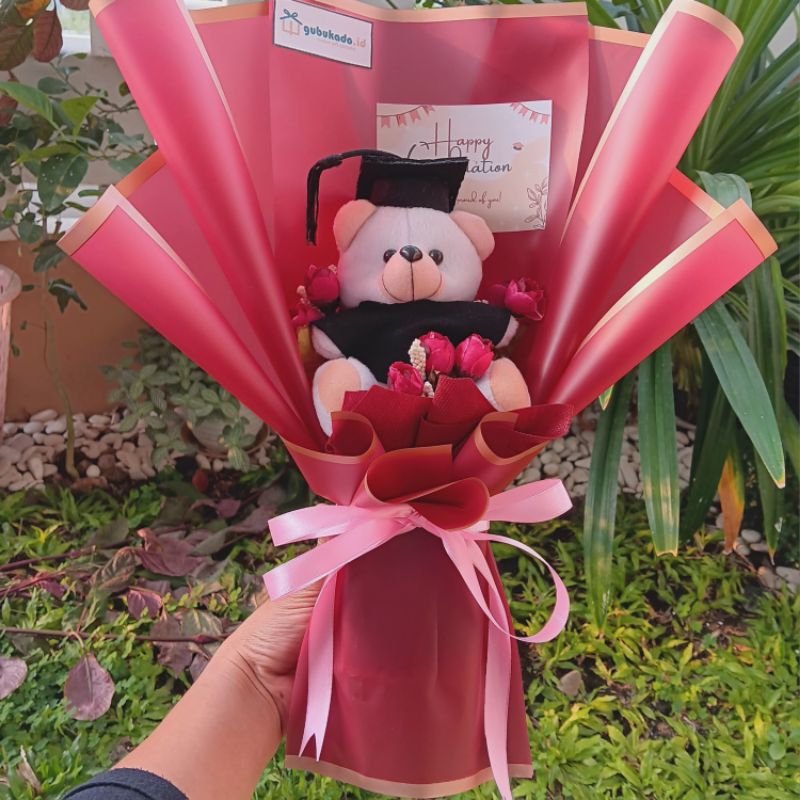 

Buket / Bouquet Boneka Wisuda Mini dan Bunga