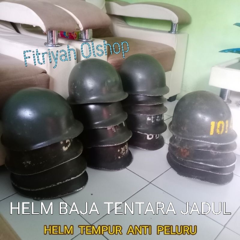 Helm Baja M1 Helm Tentara Asli Baja Tahan Peluru  Topi Baja Original