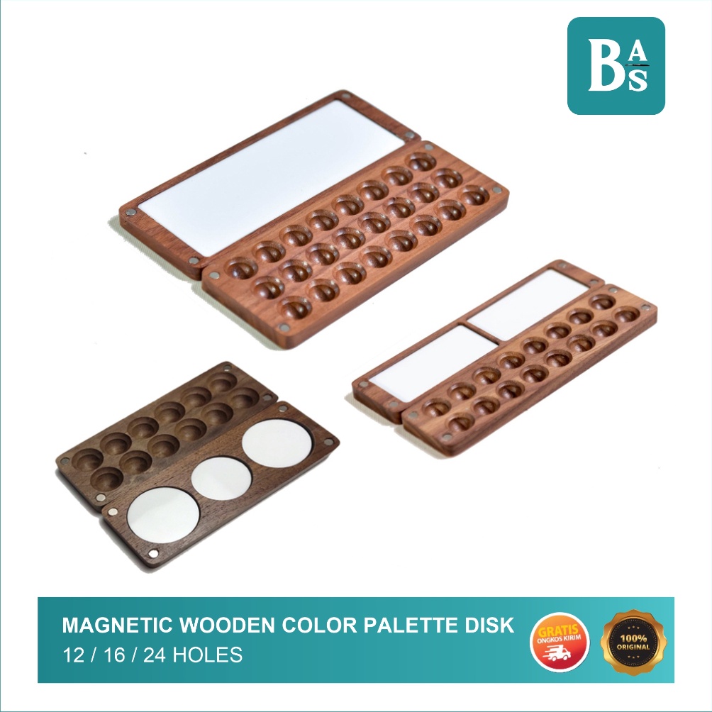 

KODE Q72R Magnetic Wooden Color Palette DiskPalete kayu watercolor magnet