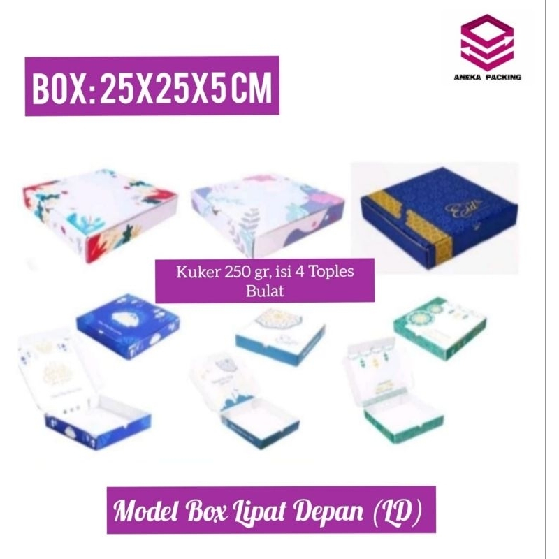 

Box 25x25x5 cm (KUKER 250 gr isi 4 toples) Kardus/Dusbox/Hampers/Kue kering/idulfitri