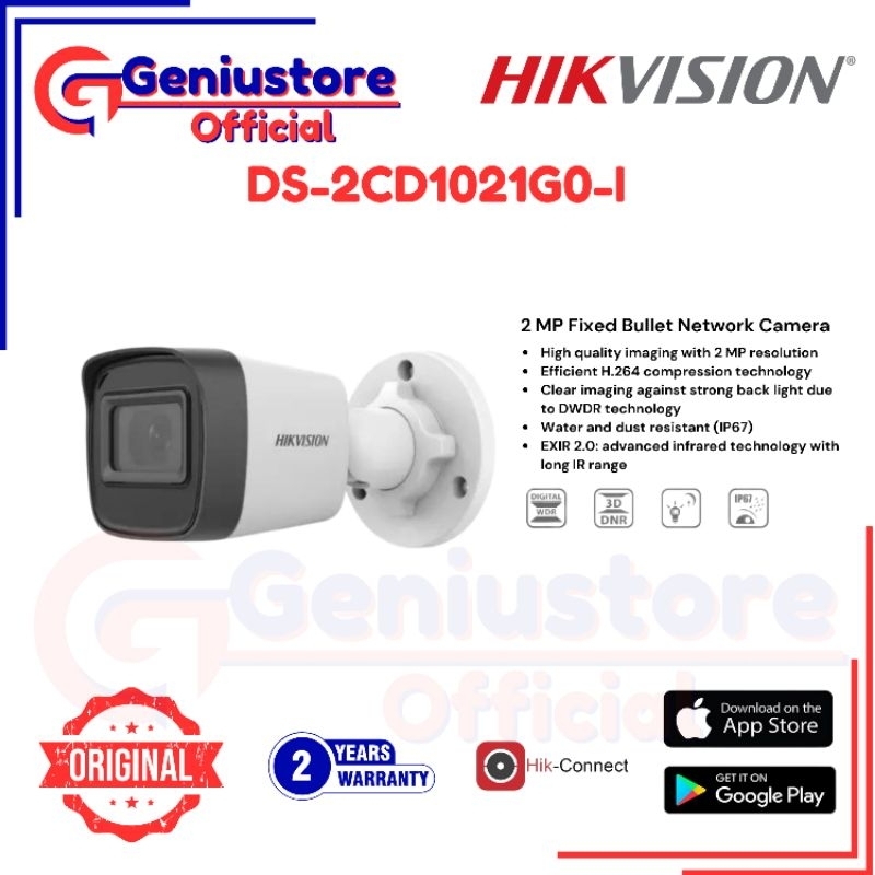 HIKVISION DS-2CD1021GO-1 2MP Fixed Bullet Network Camera CCTV