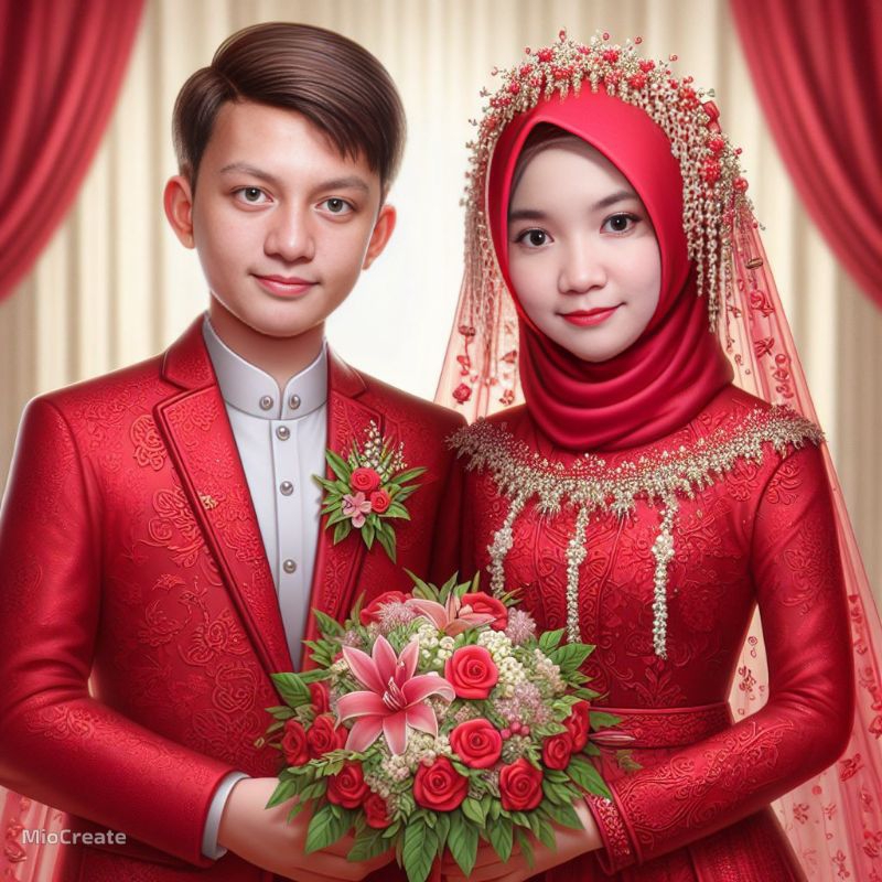 edit foto wajah karikatur pasangan prewedding nikahan