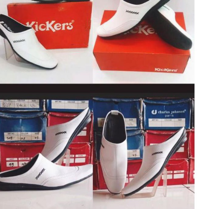 Diskon sepatu slop bustong habib bahar kickers putih dan hitam
